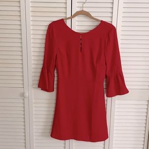 Red quarter sleeve mini dress